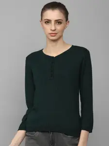Allen Solly Woman Ribbed Cotton V-Neck Pullover