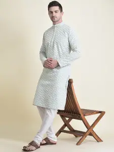 TABARD Men Embroidered Thread Work Pure Cotton Kurta with Pyjama Set