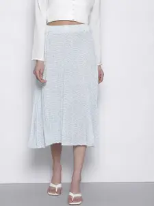 Boohoo Abstract Printed Pleated Elasticated Waist Midi Skirt