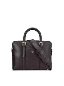 Da Milano Men Textured Leather Laptop Bag