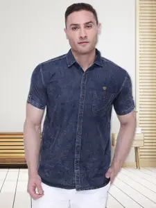 Kuons Avenue Men Smart Slim Fit Faded Faded Cotton Casual Shirt