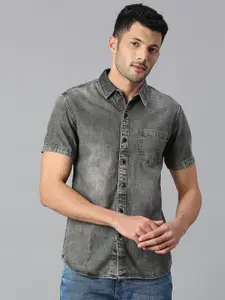 High Star Men Slim Fit Faded Cotton Casual Shirt