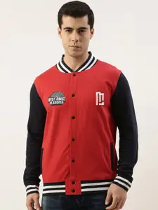 Maniac Men Colourblocked Pure Cotton Varsity Jacket