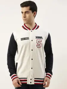 Maniac Men Colourblocked Pure Cotton Varsity Jacket