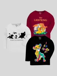 KUCHIPOO Pack Of 3 Boys Lion King Printed Cotton T-shirts