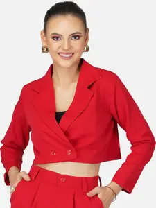Tinted Women Double-Breasted Crop Blazers