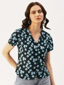 DressBerry Floral Printed Buttoned Front Top