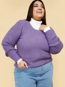 max Women Plus Size Ribbed Pullover Sweater
