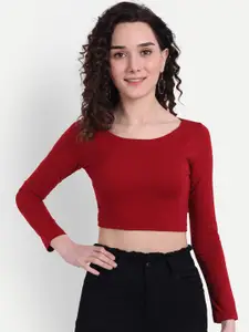 COLOR CAPITAL Scoop Neck Fitted Crop Top