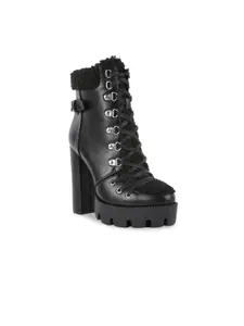 London Rag Women Fur Collared Biker Boots