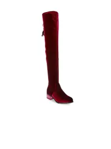 London Rag Women Velvet Knee Length Boots
