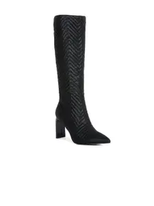 London Rag Women Quilted High Heeled Calf Length Winter Boots