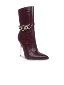 London Rag Women Textured High Heeled Ankle Boots