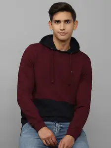 Louis Philippe Jeans Men Colourblocked Cotton Hooded Sweatshirt
