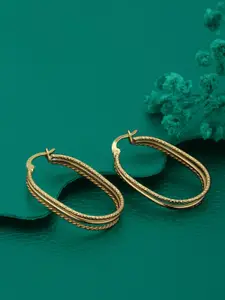 Carlton London Women Gold-Plated Oval Hoop Earrings