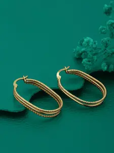 Carlton London Women Gold-Plated Oval Hoop Earrings