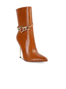 London Rag Women Textured High Heeled Ankle Boots