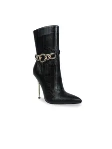 London Rag Women Textured High Heeled Ankle Boots