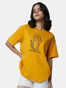 The Souled Store Women Typography Printed Oversized T-shirt