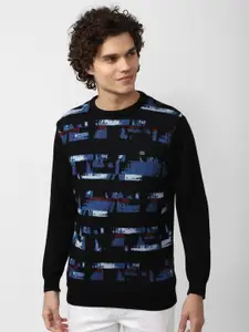 Peter England Casuals Printed Round Neck Cotton Pullover