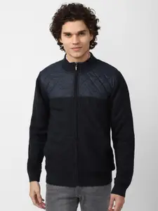 Peter England Casuals Mock Collar Acrylic Cardigan Sweater