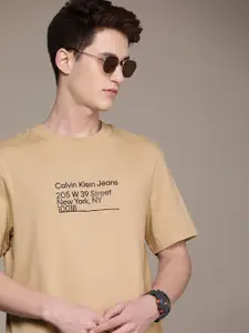 Calvin Klein Jeans Men Pure Cotton Brand Logo Round Neck T-shirt