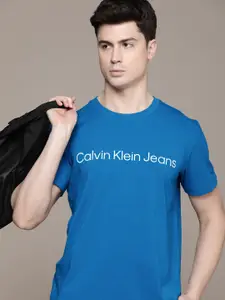 Calvin Klein Jeans Brand Logo Print Round Neck Knitted T-shirt
