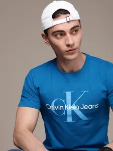 Calvin Klein Jeans Men Brand Logo Printed Pure Cotton Slim Fit T-shirt
