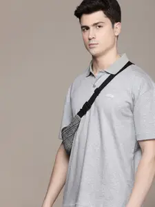 Calvin Klein Jeans Solid Polo Collar Drop-Shoulder Sleeves Comfort Fit Pure Cotton T-shirt
