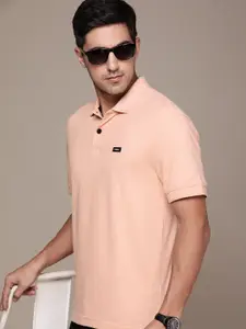 Calvin Klein Jeans Men Solid Polo Collar T-shirt with Applique Detail