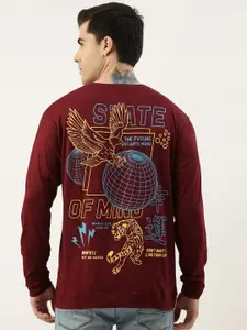 Maniac Men Typography Printed Oversized Cotton T-shirt