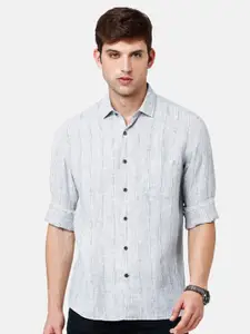 Linen Club Men Striped Linen Regular Fit Sustainable Casual Shirt