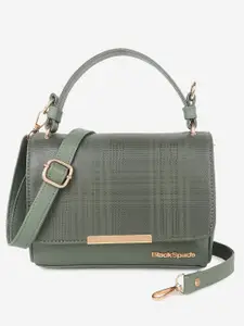 Black Spade Checked Structured Satchel