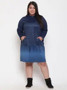 Amydus Plus Size Tie and Dye Hooded Jumper Dress