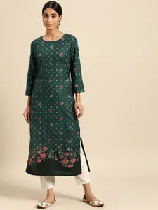 all about you Women Floral & Geometric Printed Straight Kurta