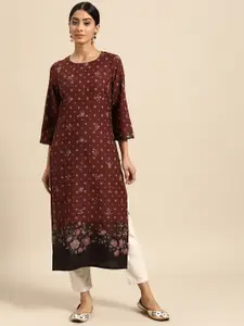 all about you Women Floral & Geometric Printed Straight Kurta