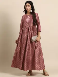 all about you Women Foil Printed Maxi Fit & Flare Dress