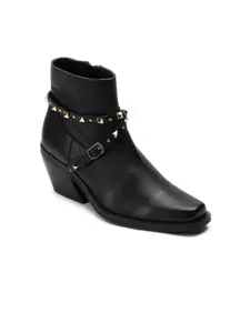 Heel & Buckle London Women Block-Heeled & Studded Regular Boots