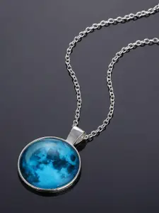 Fashion Frill Silver-Toned & Blue Silver-Plated Necklace