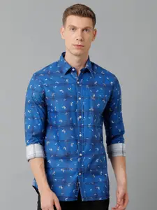 Double Two Men Slim Fit Floral Printed Cotton Casual Shirt
