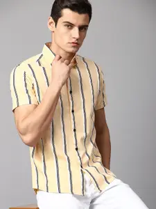 Dennis Lingo Men Slim Fit Striped Cotton Casual Shirt