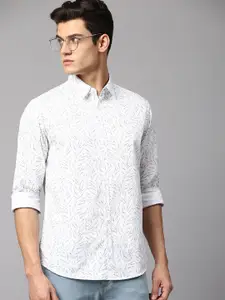 Dennis Lingo Men Slim Fit Floral Printed Cotton Casual Shirt