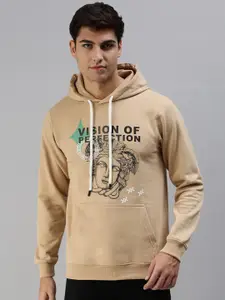 VEIRDO Men Fleece Printed Hooded Sweatshirt