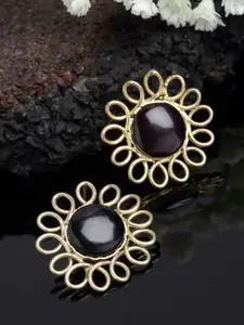 PANASH Gold-Plated Stone-Studded Floral Shaped Handcrafted Stud Earrings