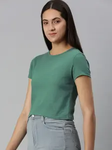 Huetrap Women Slim Fit Crop T-shirt