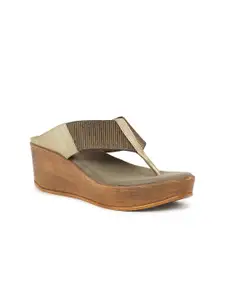 Inc 5 Gold-Toned  Thong Wedge Sandals