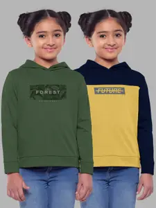 HELLCAT Girls Pack of 2 Printed Hooded Cotton Sweatshirt