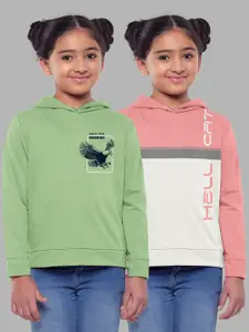 HELLCAT Girls Pack of 2 Printed Hooded Cotton Sweatshirt