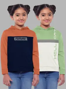 HELLCAT HELLCAT Girls Pack of 2 Printed Hooded Cotton Sweatshirt