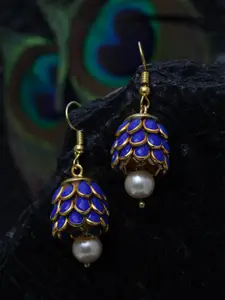 DUGRISTYLE Gold-Plated Classic Pearl Jhumkas Earrings